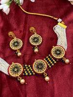 Load image into Gallery viewer, rajwadi Polki choker with earrings
