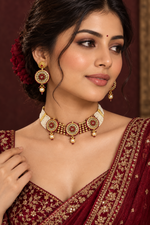 Load image into Gallery viewer, rajwadi Polki choker with earrings