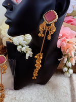 Load image into Gallery viewer, Baby Pink Kashmiri earrings high quality In Brass gold plated