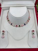 Load image into Gallery viewer, American Diamond Necklace Set
