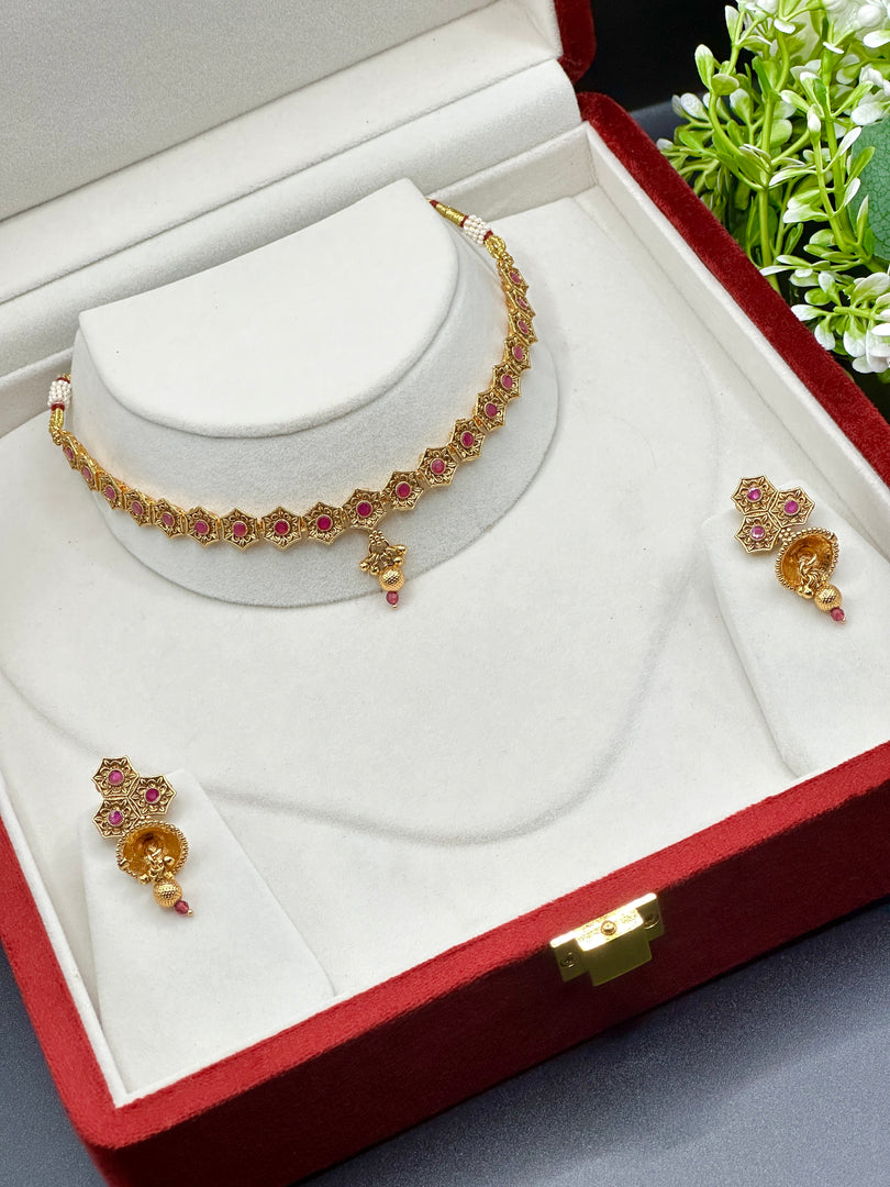 Masiya matte Gold Plated Choker set