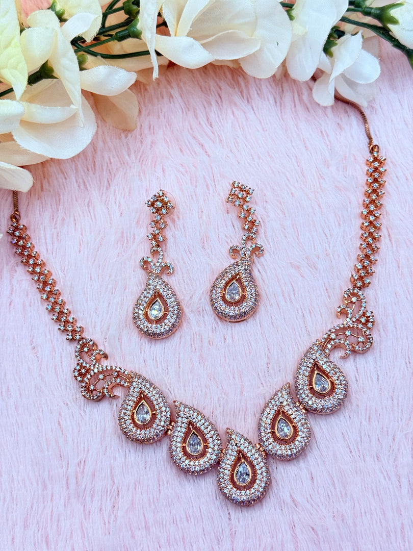 Natasha RoseGold Necklaces Set