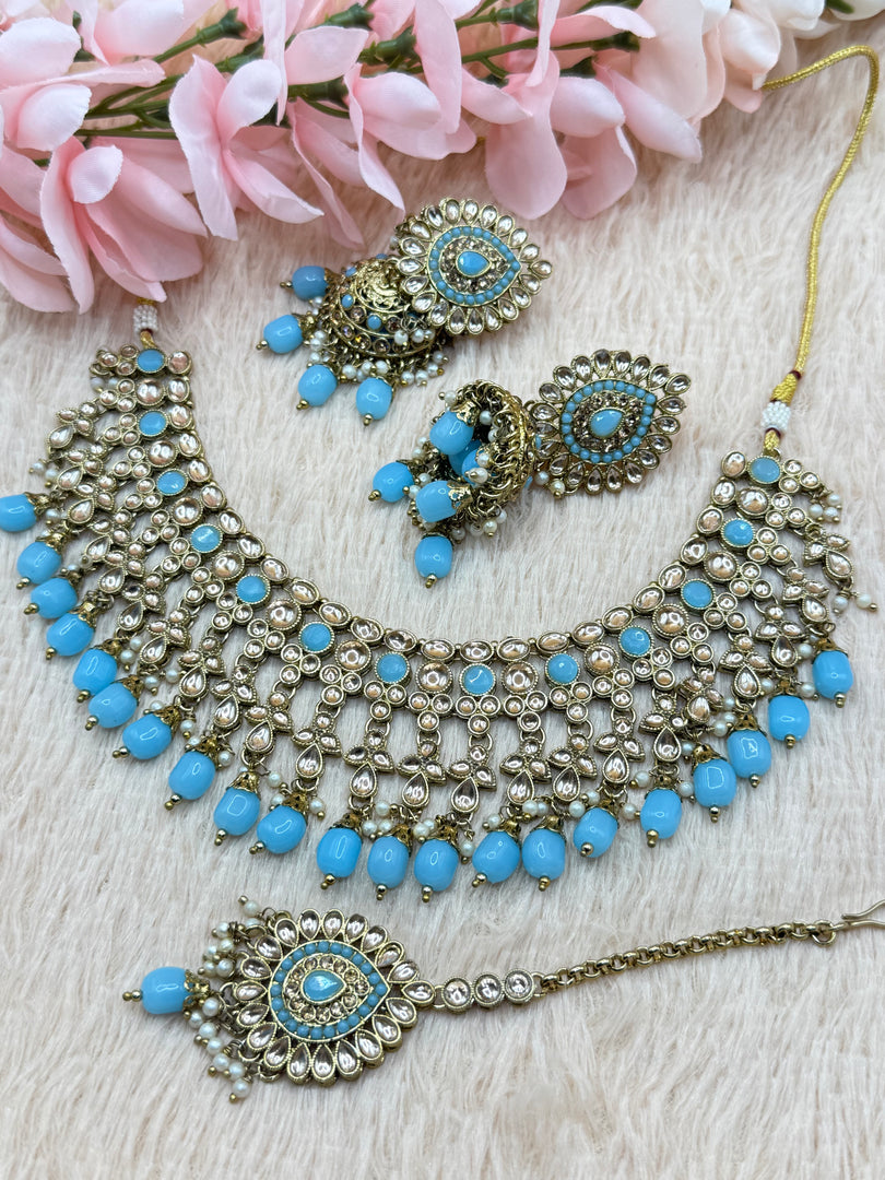 Insha Pearl Drop Polki Choker Set