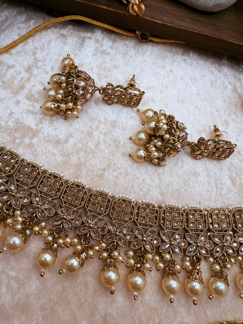 Ekta Golden Polki Choker Set