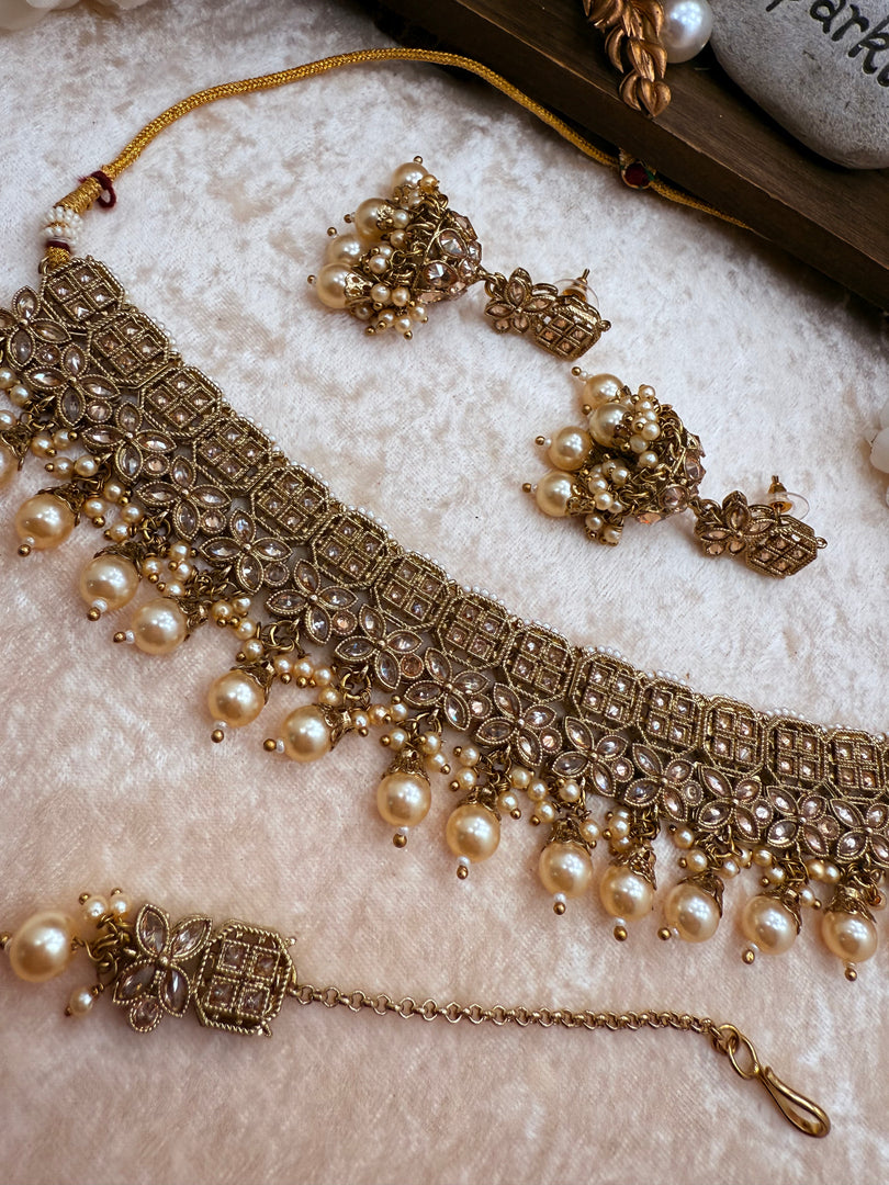 Ekta Golden Polki Choker Set
