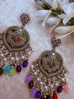 Load image into Gallery viewer, Multi color Kundan earring
