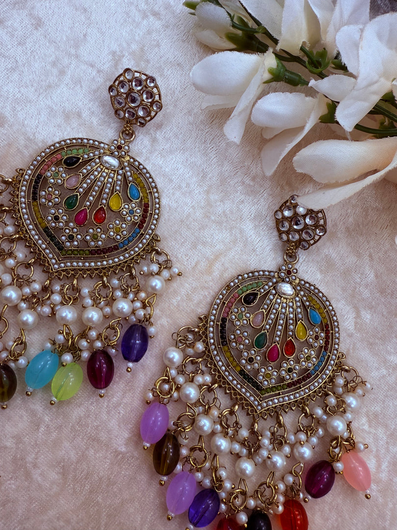 Multi color Kundan earring
