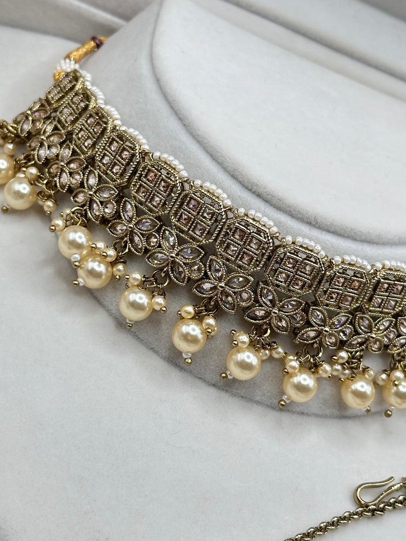 Ekta Golden Polki Choker Set