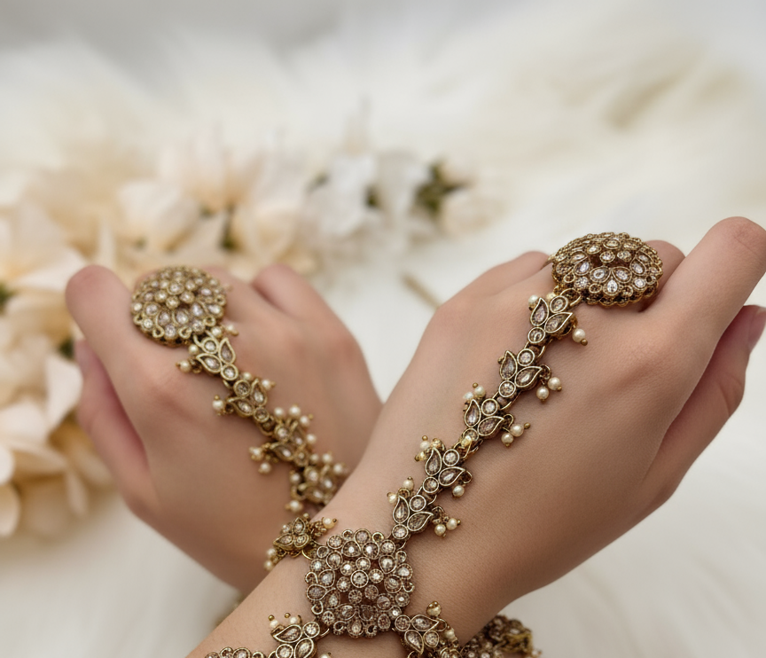 Polki haath phool (bracelet with Ring