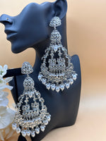 Load image into Gallery viewer, Jhummar Long Kundan Chandbali Earrings
