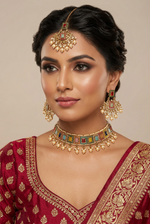 Load image into Gallery viewer, Saloni Pearl Drop Polki Choker Set