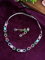 Load image into Gallery viewer, American Diamond Silver Multicolor AD set