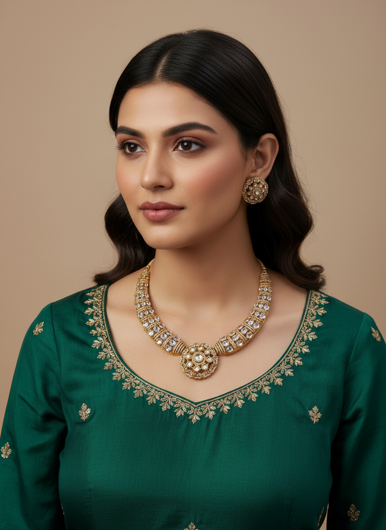 Moissanite polki Necklace set