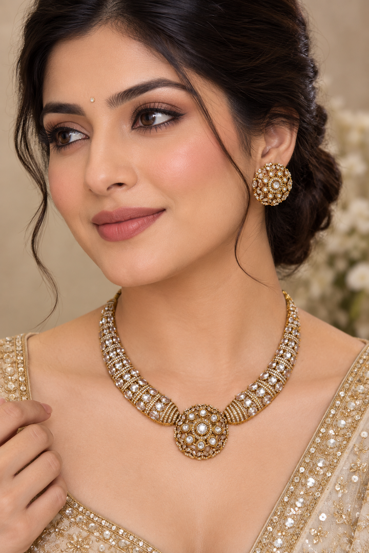 Moissanite polki Necklace set