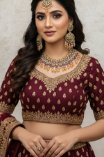 Load image into Gallery viewer, Sitara Necklace with lavender champagne combination color polki Necklace set