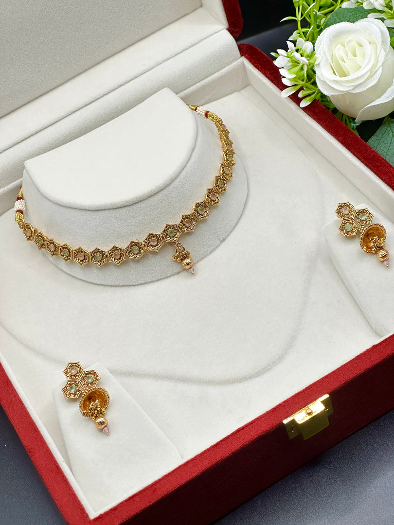 Masiya matte Gold Plated Choker set