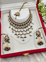 Load image into Gallery viewer, Shalus Black Beads With Gold Choker Set
