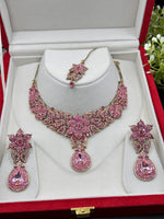 Load image into Gallery viewer, Pink Rhinestone Necklace Set
