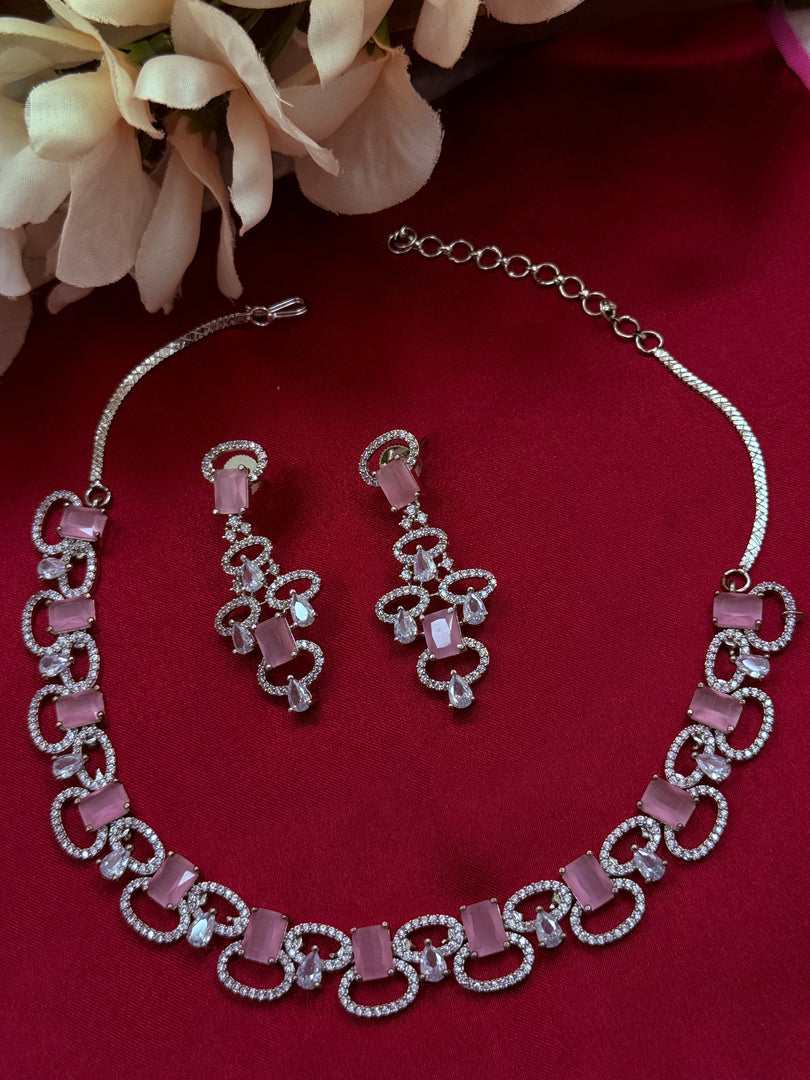 baby pink In Ad silver set