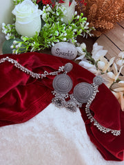 Oxidised silver earring with detectable Sahara