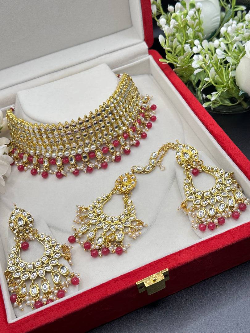 Palak Kundan jewelry Indian Choker Set