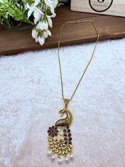 Peacock Insparied Necklace In Gold