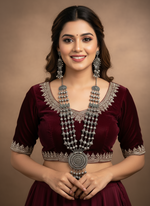 Load image into Gallery viewer, Oxidized silver long Necklace Set with Earrings
