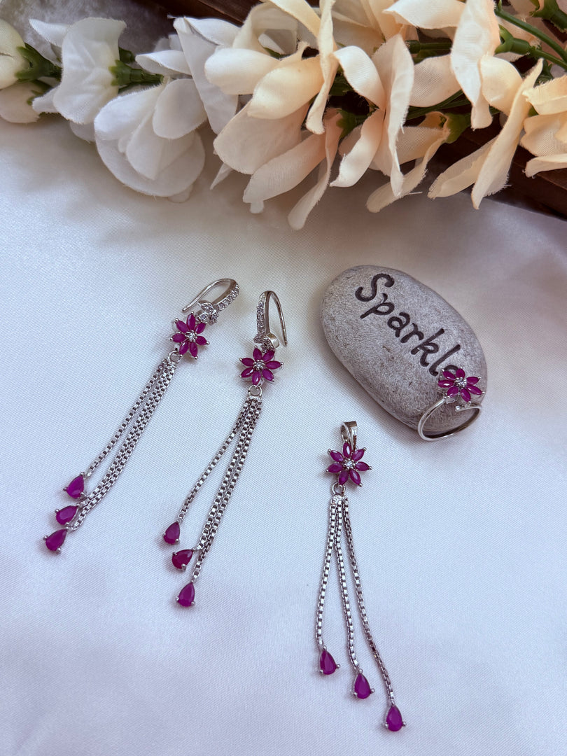 Hanging Ad pendent with Ring earring set