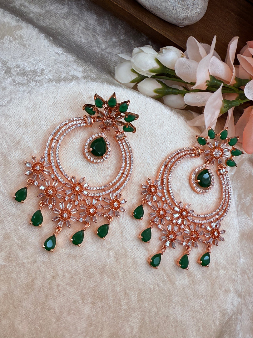 American Diamond RoseGold Platted Earrings