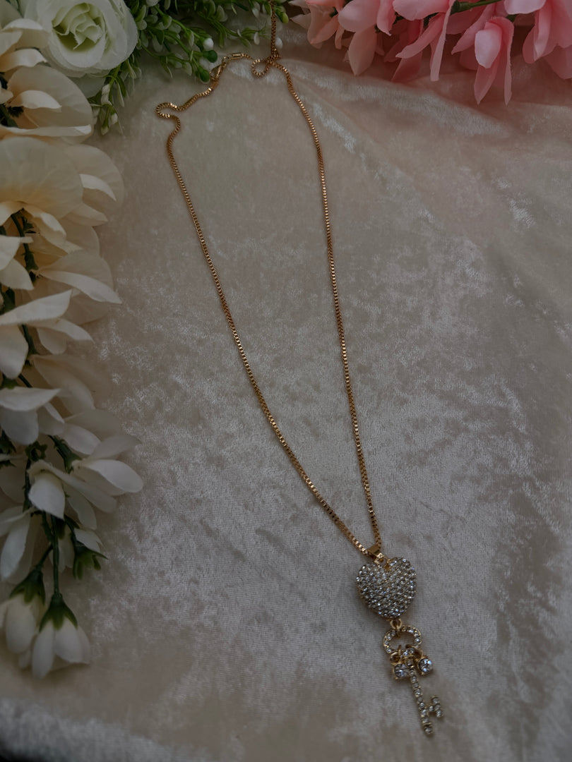 Heart Golden Long Necklace