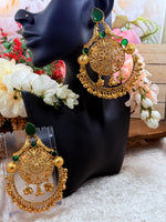 Load image into Gallery viewer, High quality Brass gold plated Big Kashmiri earring with soundable Ghungru