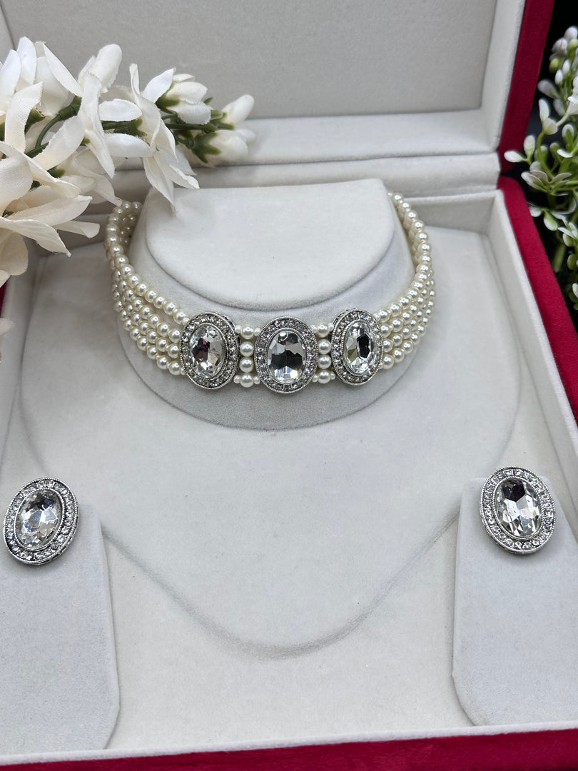 Multilayer Pearl Indian Choker Set