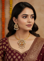 Load image into Gallery viewer, Peacock Hasli necklace with earring
