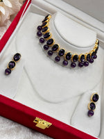 Load image into Gallery viewer, Ranisha Purple Pearl Drop Necklace Set
