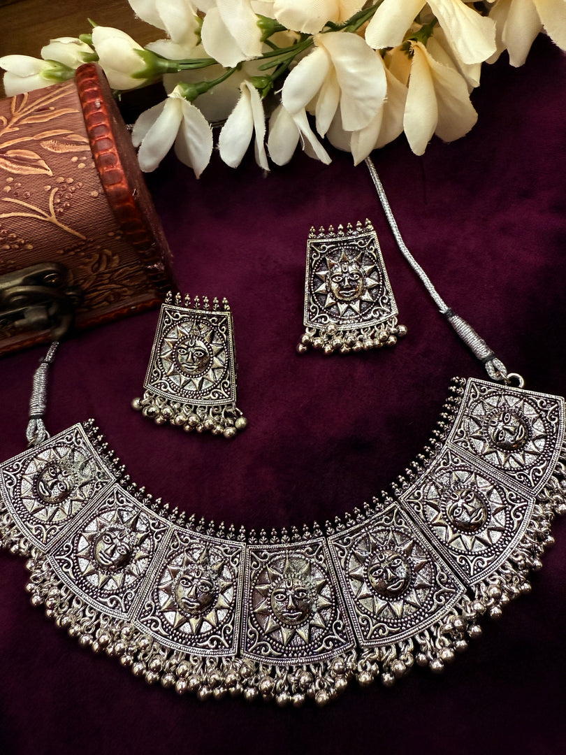 Oxidised choker set