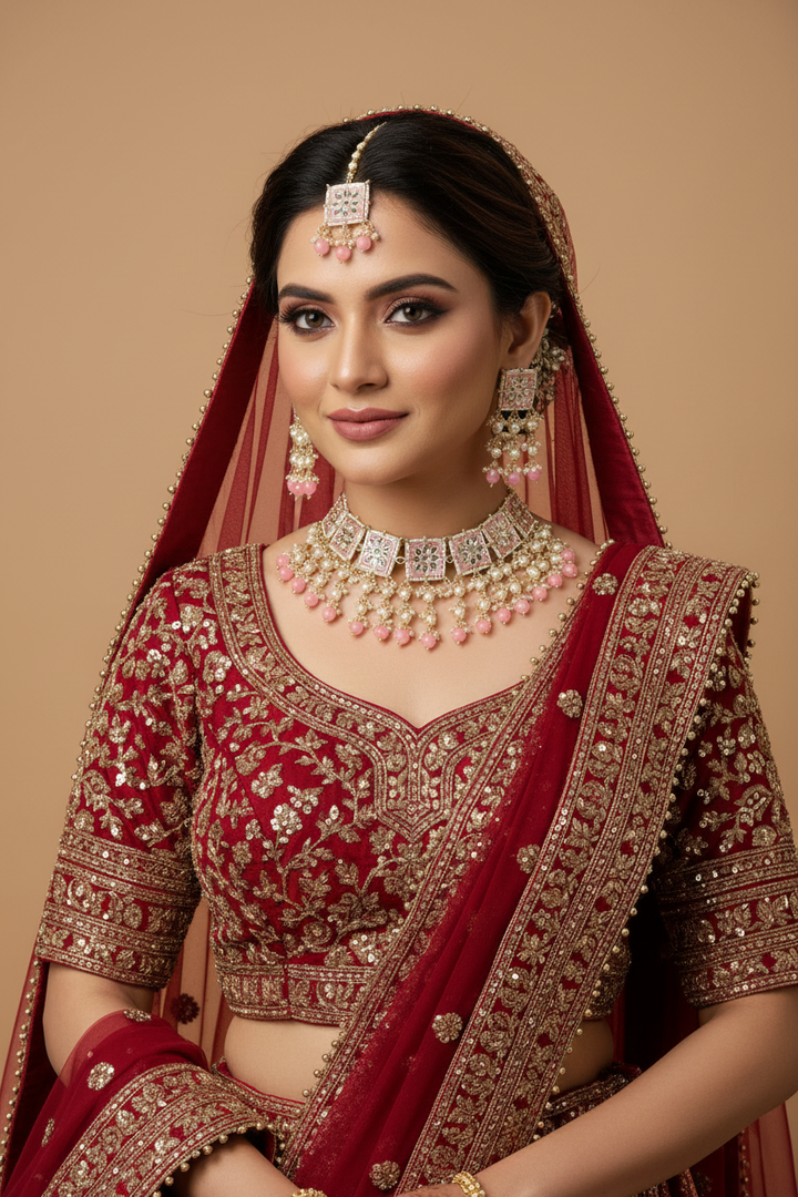 Hayat Kundan Drop Pearl Choker Set