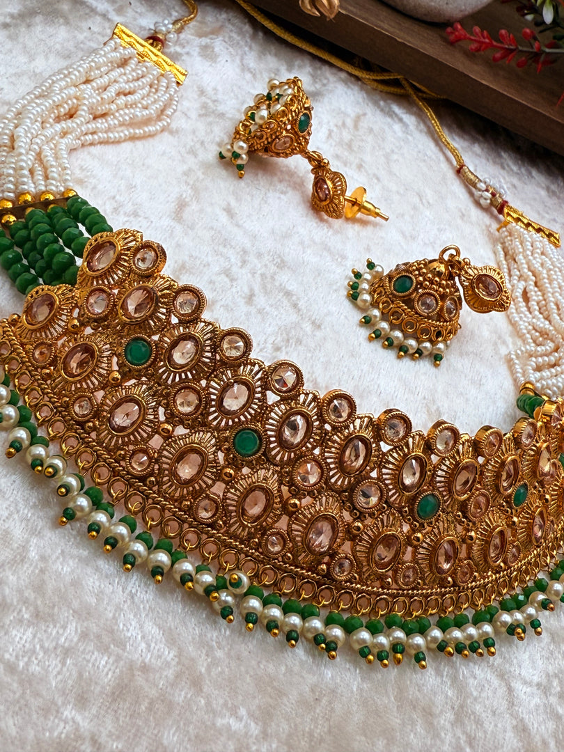 Manisha antique gold plated Choker Set