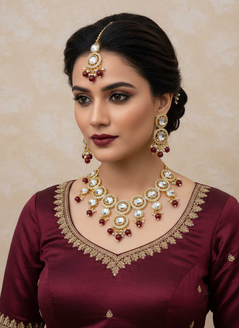 Crystal Kundan Suhani Necklace Set