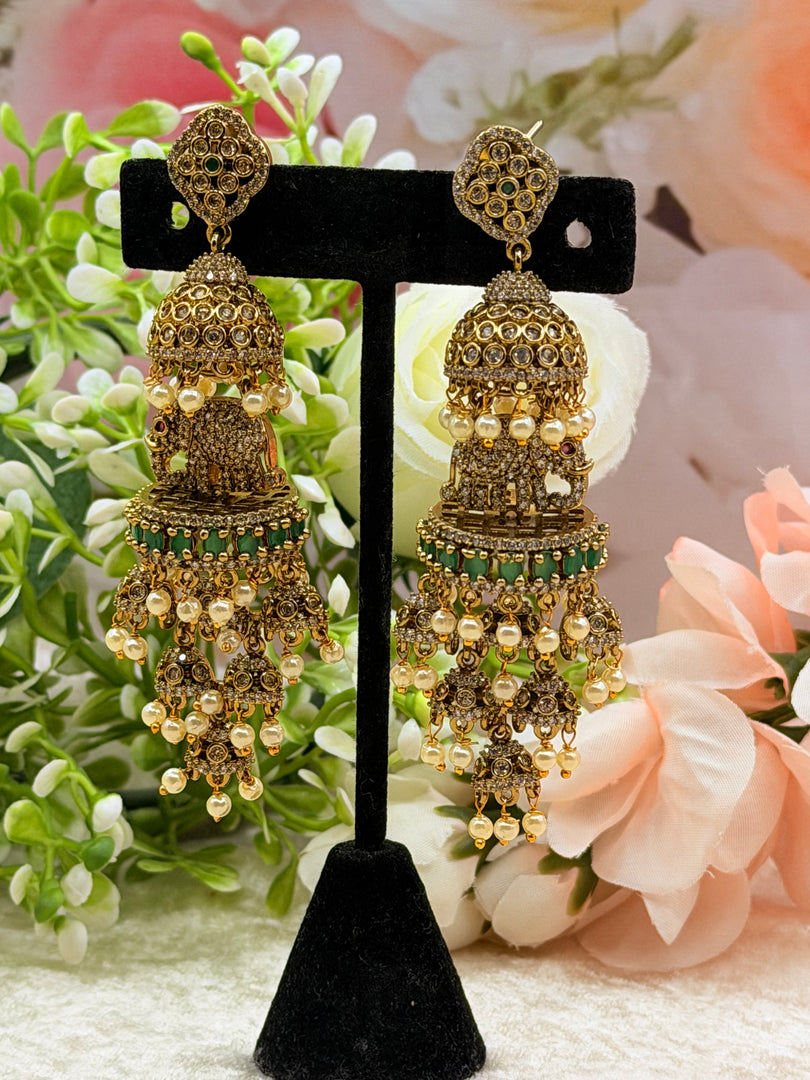 Elephant Victorian jhumki earrings