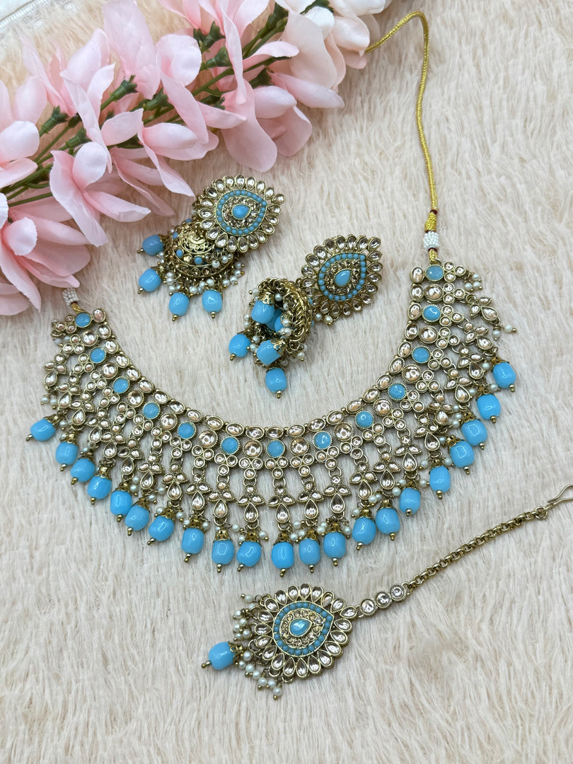 Insha Pearl Drop Polki Choker Set