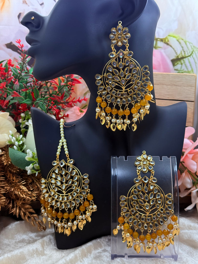 Suhani Leaf Drop Tikka Earring Set