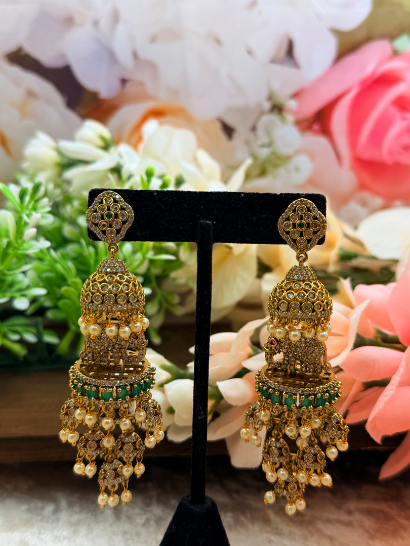 Elephant Victorian jhumki earrings
