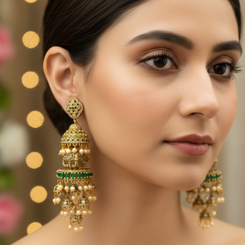 Elephant Victorian jhumki earrings