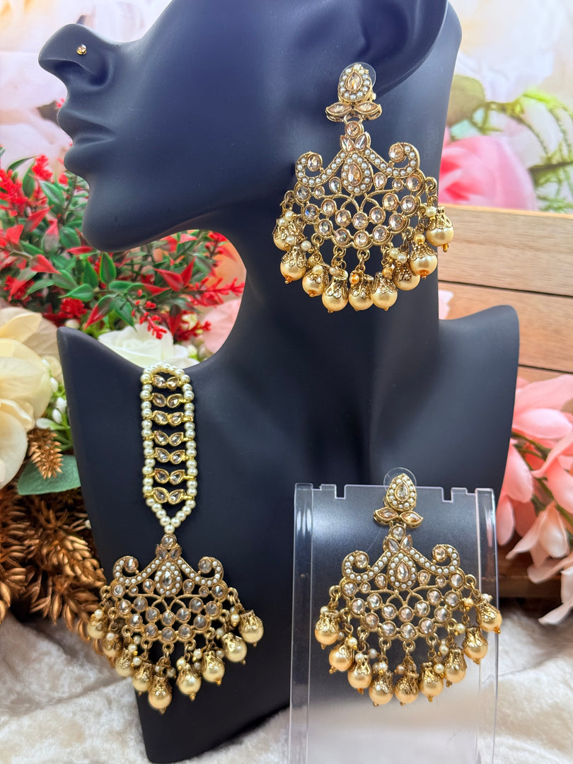 Sonam Gold Pearl Tikka Set