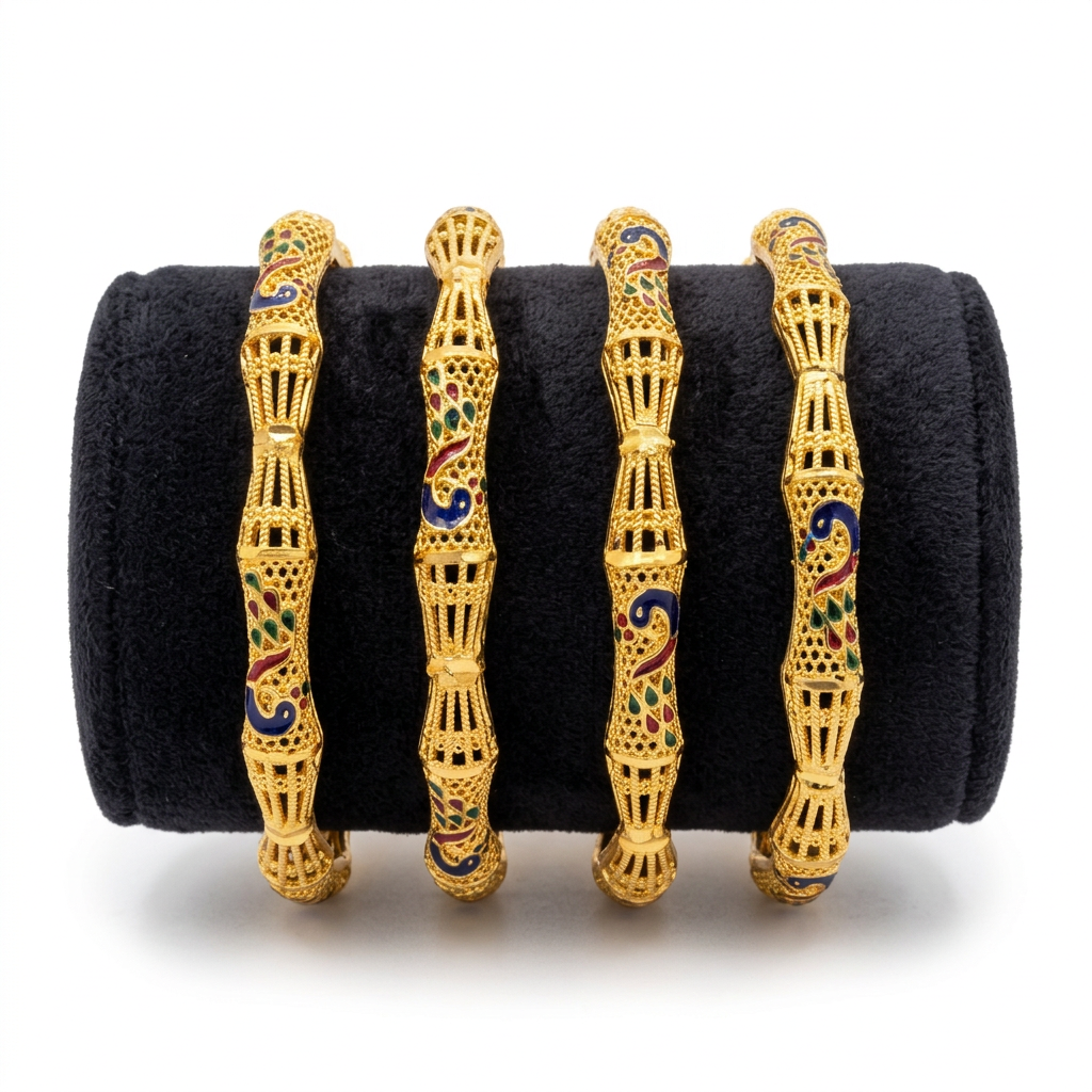 Peacock Design Gold Plated Bangles