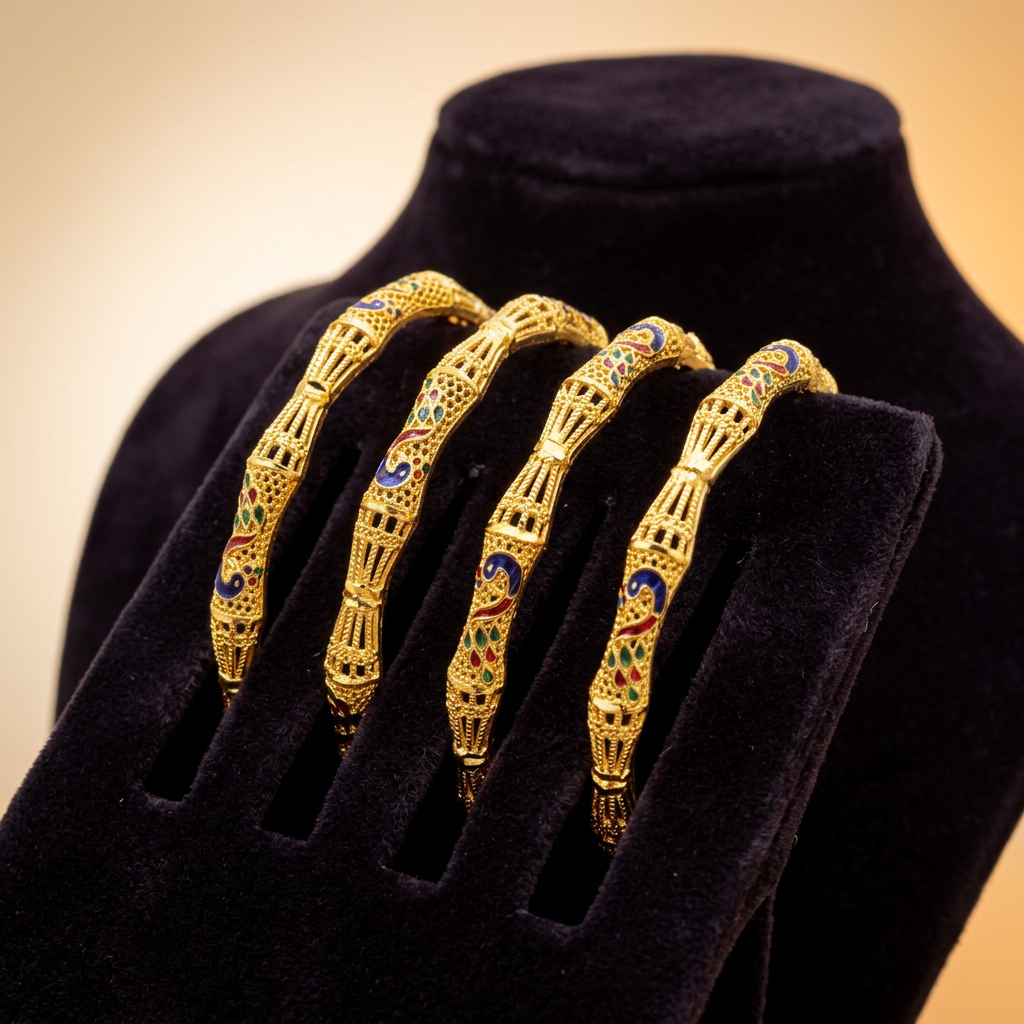 Peacock Design Gold Plated Bangles