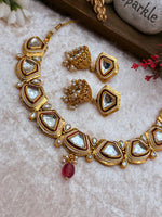 Load image into Gallery viewer, Janavis Kundan choker with matte Gold plated
