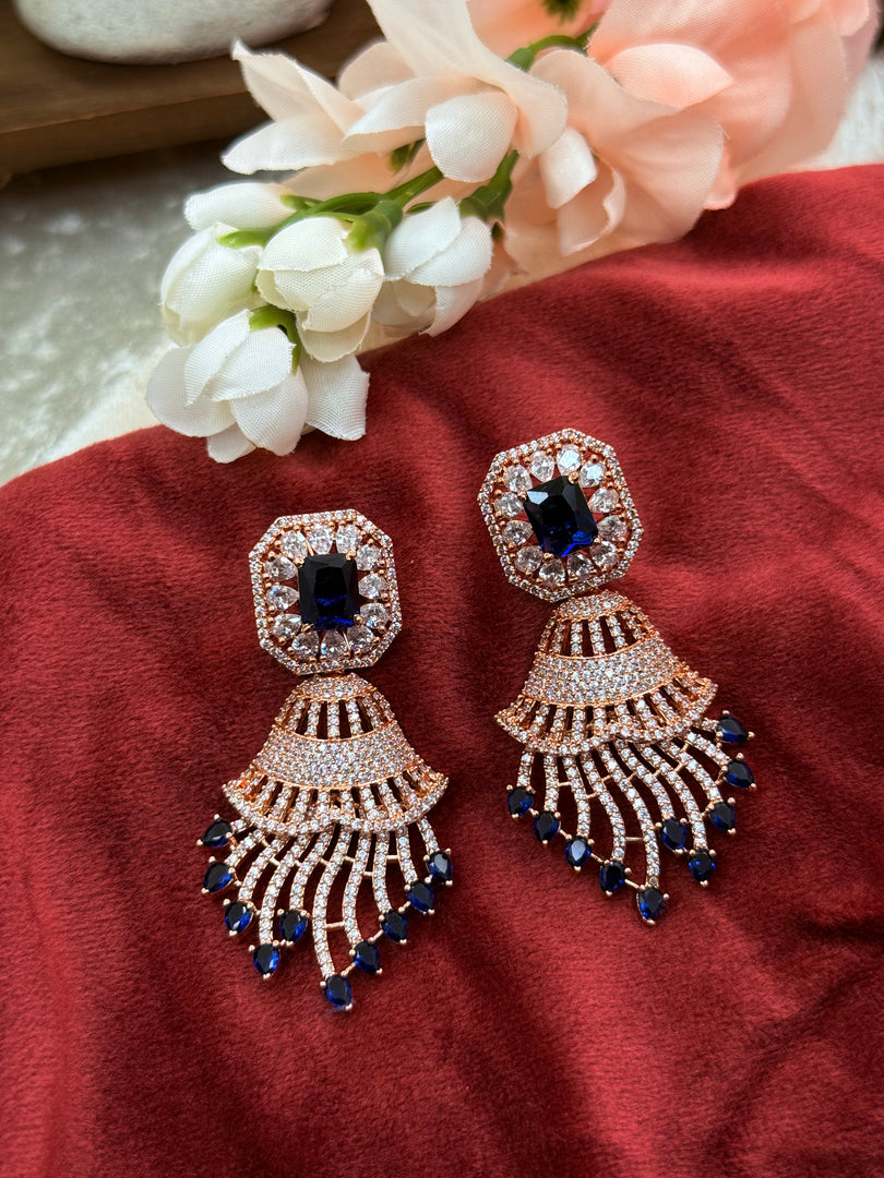 Stefani AD navy blue RoseGold Earring