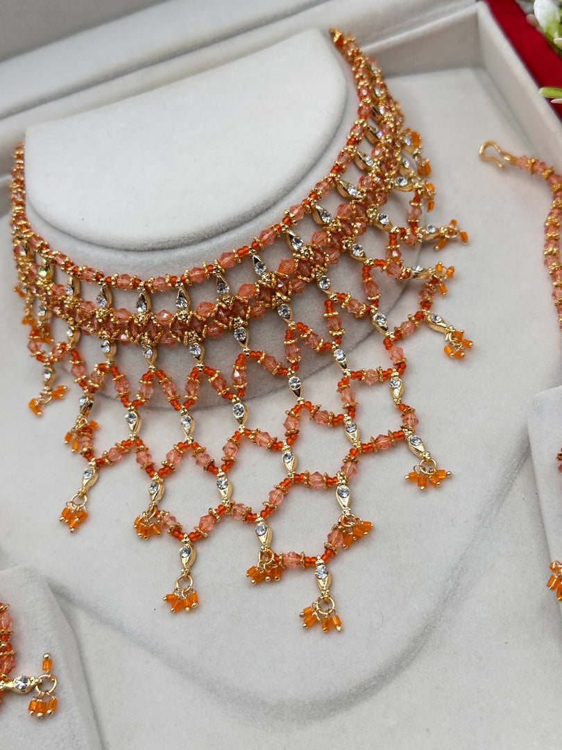 Sonalis Orange Necklace Set