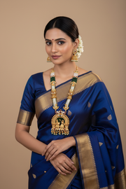 Rajwadi Antique gold doli Barat long Necklace with earrings